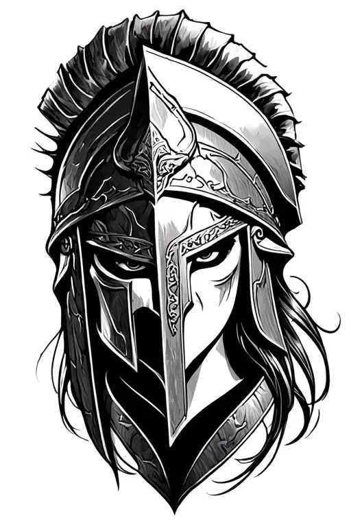 ares as a female spartan tattoo design idea
