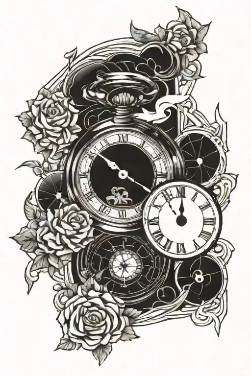 Health wealth time travel tattoo design idea