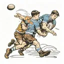 young boy catching rugby ball thrown by dad memorial tattoo design idea