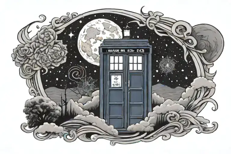 tardis starry night tattoo design idea