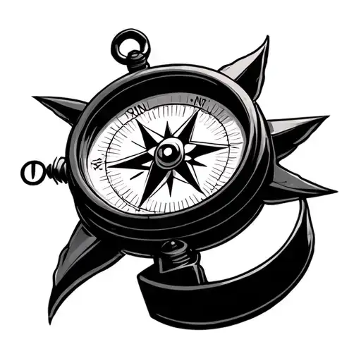 A nautical compass with an elegant design with the needle pointing north tattoo design idea