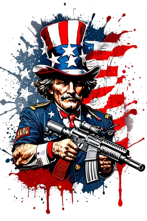 Marine Corps Patriotic with Uncle Sam and an M-16 tattoo design idea