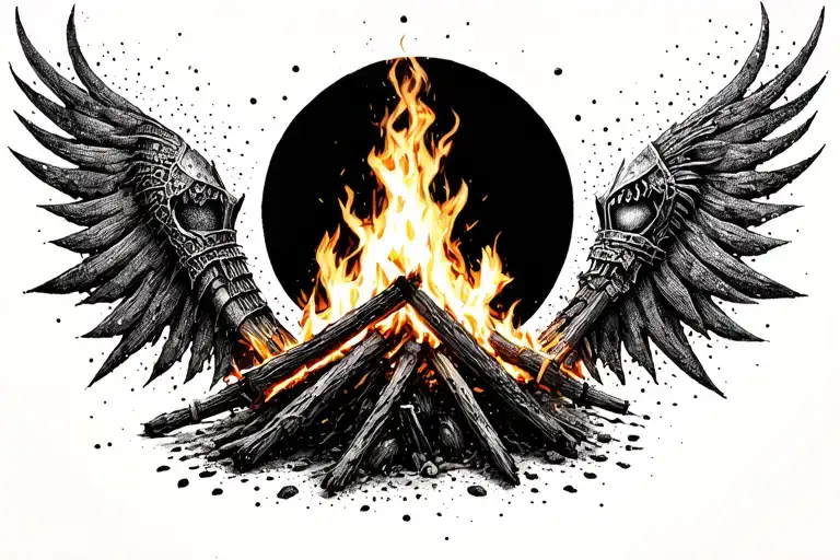 Destiny 2 and Dark Souls bonfire tattoo design idea