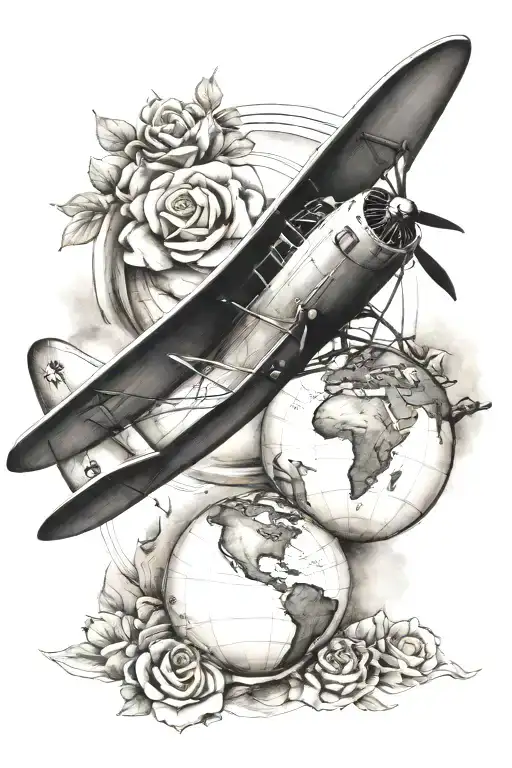 Incorporate the names; Karin, Jacob, Ethan, Nathan. Irish heritage. Plane. Earth tattoo design idea