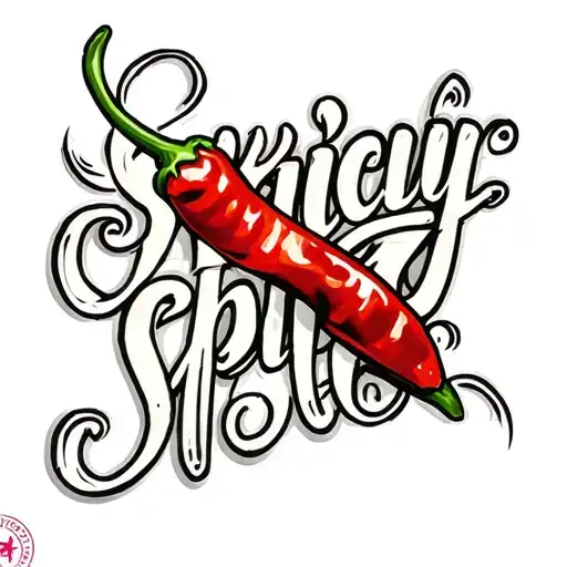 chili pepper with "spicy" written in elegant script tattoo design idea