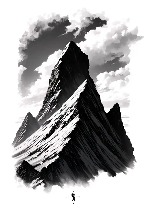 Mount Kilimanjaro in right leg tattoo design idea