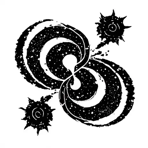 Design of minimalist, black and white cool Aquarius zodiac sign on a post stamp tattoo design idea