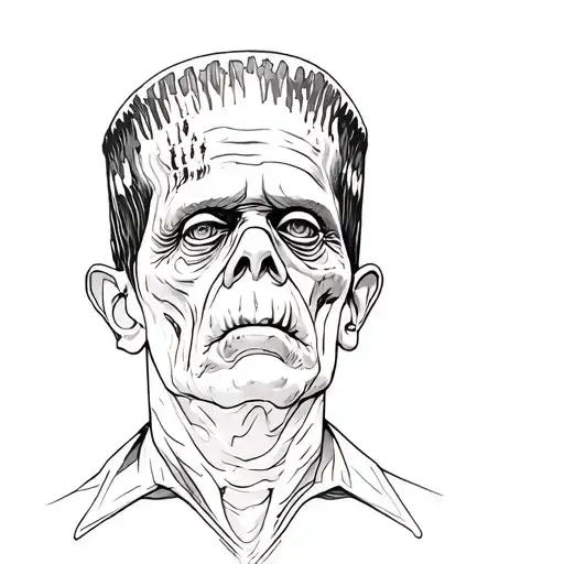 frankenstein's face tattoo design idea