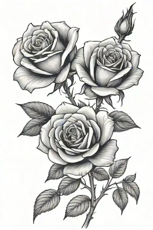long stem rose tattoo design idea