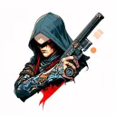 Assassin cyborg tattoo design idea