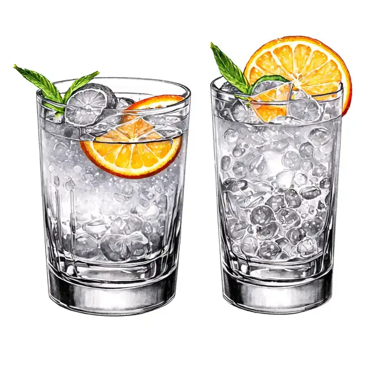 "Megan Jean" Negroni cocktail glass filled tattoo design idea