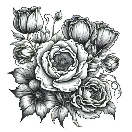 Yorkshire rose and poppy tattoo design idea