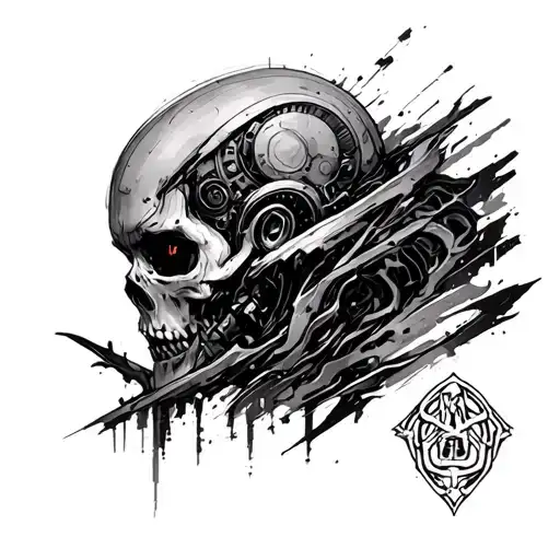 Create a tattoo sketch, theme darkness and light, cyberpunk sleeve individual sketch of this sleeve tattoo design idea
