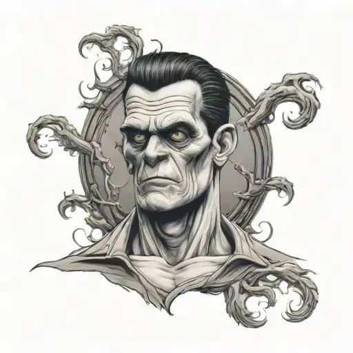 halloween sleeve with Frankenstein tattoo design idea