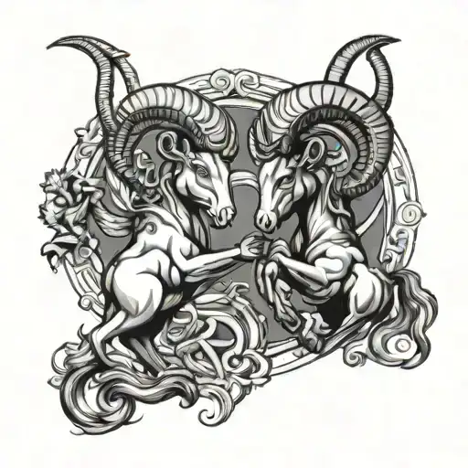 gemini twins, Sagittarius Archer, Aries ram together  tattoo design idea