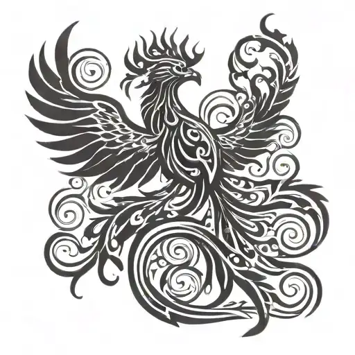 phoenix rising from flames tattoo design idea