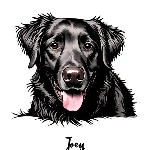 golden retriever full hand tattoo design with name Joey tattoo design idea