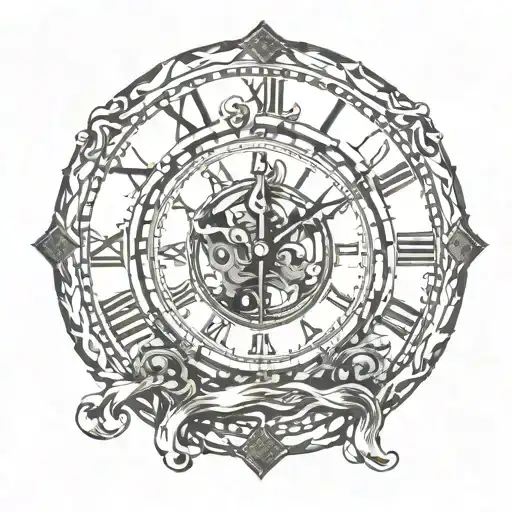 adhd clock looking from inside out in gradient shape tattoo design idea