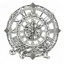 adhd clock looking from inside out in gradient shape tattoo design idea