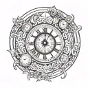 adhd clock looking from inside out in gradient shape tattoo design idea