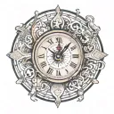 adhd clock looking from inside out in gradient shape tattoo design idea