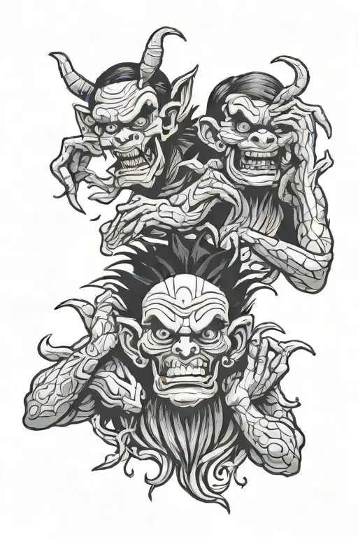 see no evil speak no evil tattoo design idea