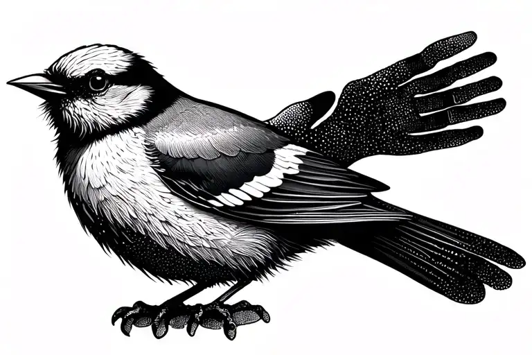 handprint abstract bird perched tattoo design idea