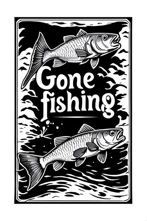 "Gone fishing" Fishing Memorial tattoo tattoo design idea