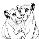 Simba and Sarabi Cuddle tattoo design idea