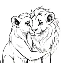 Simba and Sarabi Cuddle tattoo design idea