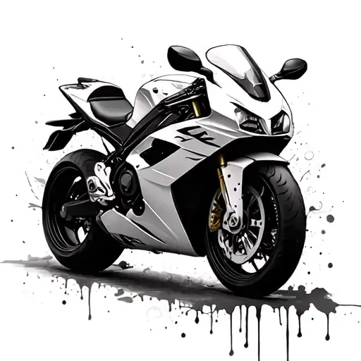 Sportbike with rose background cybersigilism design inspired with paint splash tattoo design idea