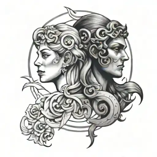 Gemini zodiac sign tattoo design idea
