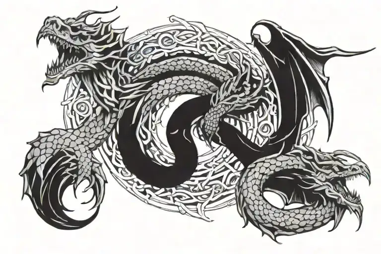 ouroboros dragon wrapped tattoo design idea