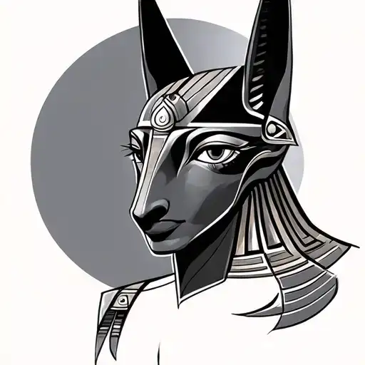 anubis with anh,with eyes of Thot ans eyes of Ra tattoo design idea