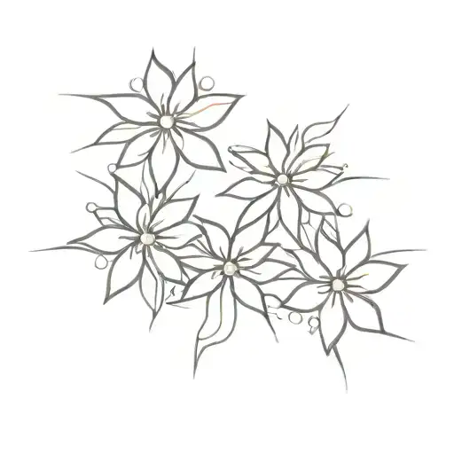 starburst mums with stars around it tattoo design idea