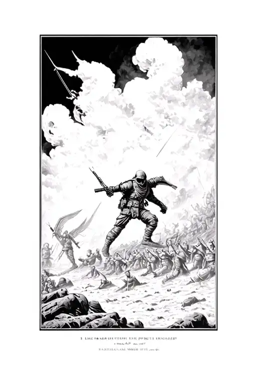 battle scene US special forces grim reaper tattoo design idea