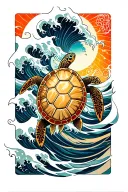 ocean waves sea turtle tattoo design idea