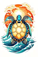 ocean waves sea turtle tattoo design idea