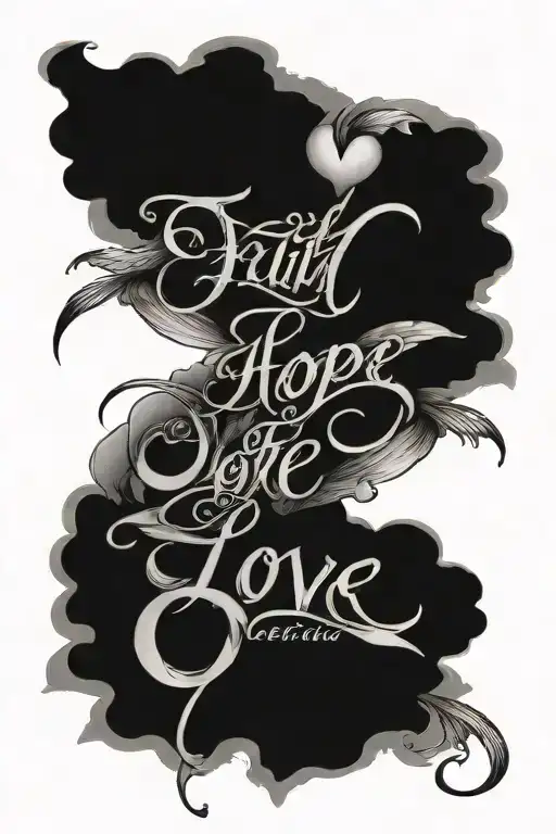 faith hope love letter written tattoo design idea