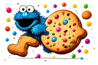 Cookie Monster Pac-Man chasing gingerbread cookie tattoo design idea