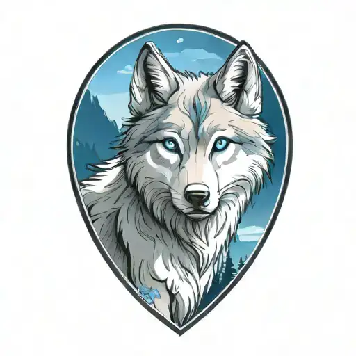 cherokee happy gray wolf puppy blue eyes tattoo design idea