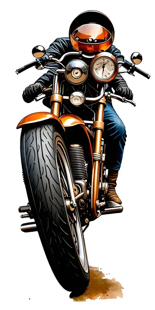 Old european motor bike, steampunk art tattoo, tattoo design idea