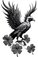 phoenix rising with 4 leaf clover tattoo design idea