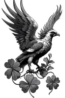 phoenix rising with 4 leaf clover tattoo design idea