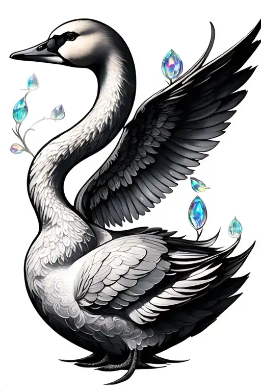 opal marigold libra swan design featuring tattoo design idea