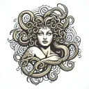 Design me a tattoo in black style it should go over the left arm up to the hand Medusa should be on it and tattoo design idea