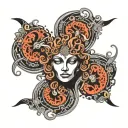 Design me a tattoo in black style it should go over the left arm up to the hand Medusa should be on it and tattoo design idea