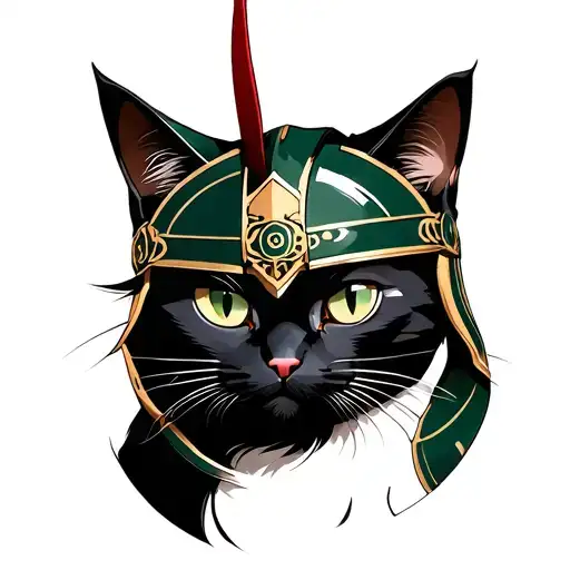 cat loki helmet tattoo design idea