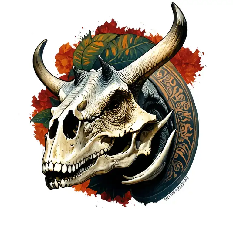 tattoo of a triceratops skull tattoo design idea