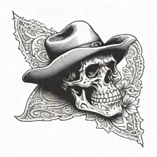 skull bandanna cowboy outlaw tattoo design idea